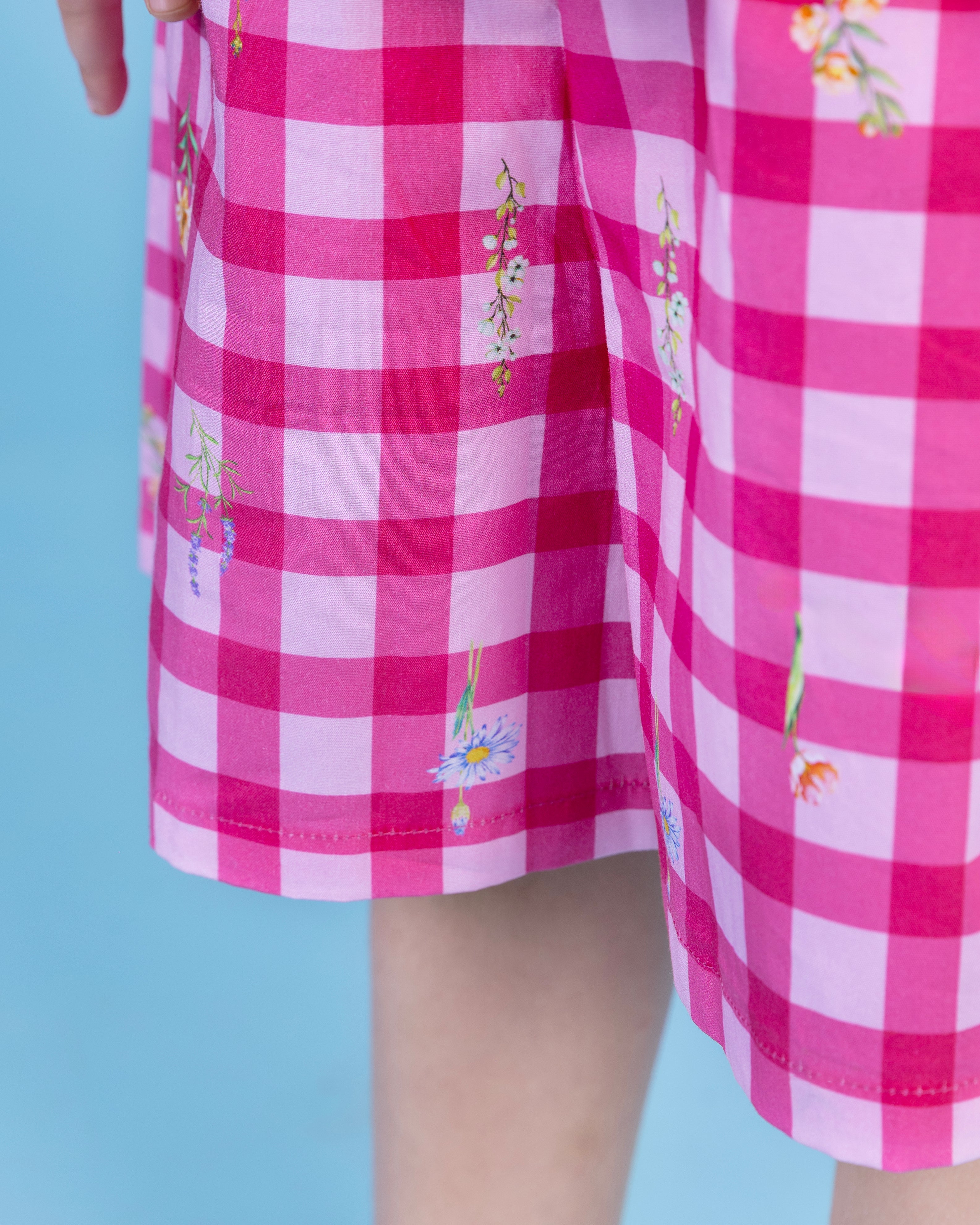 Pink checks shorts set